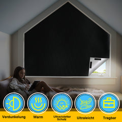 SWANEW Fenster Verdunkelung, Fenster Abdunkeln, Dachfenster Verdunkelung, ohne Bohren, 100-300cm