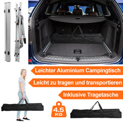 SWANEW Campingtisch Klapptisch Höhenverstellbar, Campingtisch Klappbar, Camping Tisch mit Aufrollbarer Tischplatte und Tragetasche, Aluminiumrahmen