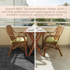WPC Terrassenfliesen, 30x30 cm/30x60 cm Balkon Bodenfliese, Gartenfliesen mit Klick-System, Terrassendielen Balkonfliesen Klickfliesen, Anthrazit, Braun