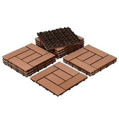 SWANEW WPC Terrassenfliesen, 30x30cm Balkon Bodenfliese, WPC Fliesen mit Klick-System, Balkonfliesen in Holzoptik, Terrassendielen Wasserfest für Terrasse