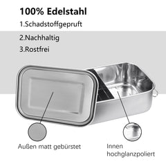 SWANEW Edelstahl Brotdose auslaufsicher Lunchbox Metall Dichte Bento Box Fassungsvermögen mit Fächern