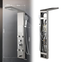 SWANEW Duschpaneel mit Armatur, 5 Funktionen, Verstellbare Massagedüsen, Wandduschpaneel Duschsäule, Edelstahl