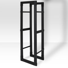 SWANEW Kaminholzregal innen metall Brennholzregal für innen außen, Kaminholzständer, Holzstapelhilfe, Schwarz