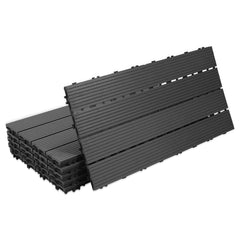 WPC Terrassenfliesen, 30x30 cm/30x60 cm Balkon Bodenfliese, Gartenfliesen mit Klick-System, Terrassendielen Balkonfliesen Klickfliesen, Anthrazit, Braun