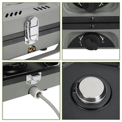 SWANEW Campingkocher 2 flammig Faltbarer Gas 4.6kw 2in1 Outdoor Gaskocher