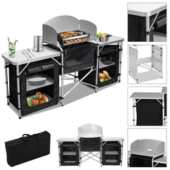 SWANEW Faltbar Campingküche,Campingschrank mit Tragetasche,Alu Outdoor Camping Küche,Zeltschrank,Küchenbox