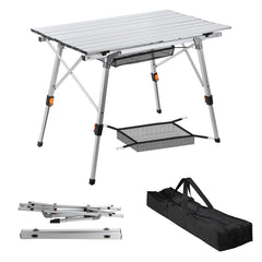 SWANEW Campingtisch Klapptisch Höhenverstellbar, Campingtisch Klappbar, Camping Tisch mit Aufrollbarer Tischplatte und Tragetasche, Aluminiumrahmen