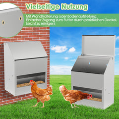 SWANEW Hühnerfutterautomat, Futterspender Hühner, 4.5/11.5kg, mit Deckel & Wandhalterung