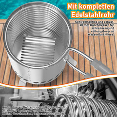 SWANEW Brennholz Poolheizung, Schwimmbadheizung mit Feuer, 100% rostfreier Edelstahl Poolheizung Feuertonne, 32-38mm Anschlüsse, mit Feuerfeste Matte und Tablett