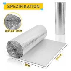 SWANEW Isolierfolie 1M X 20M Heizkörper Reflexionsfolie 20㎡ thermofolie Reflexionsfolie Heizung Dämmfolie Isolierung Wand Isolierfolie Heizung, 200 g/m²