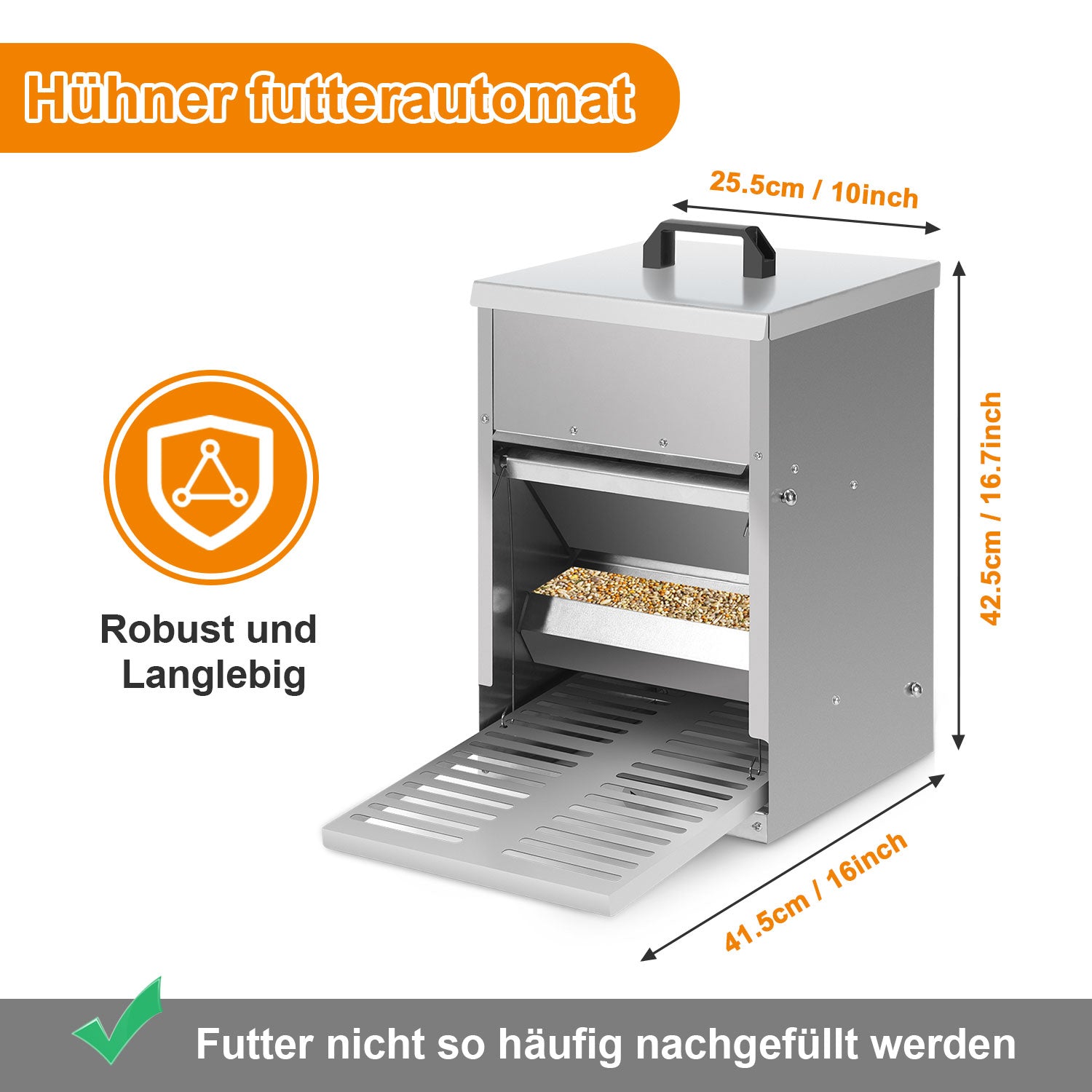 Futterautomat für Hühner mit Trittplatte & Deckel 5 kg