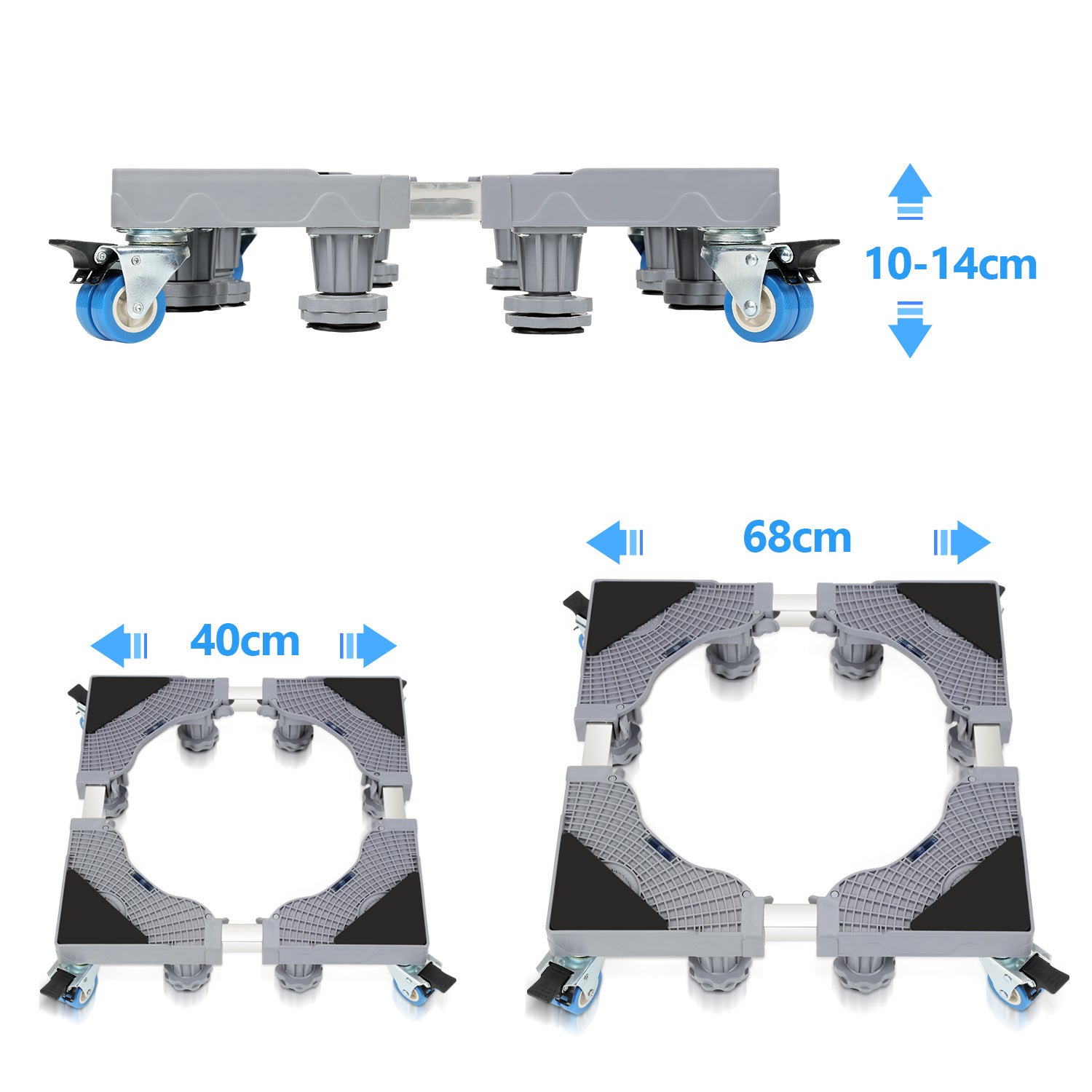 SWANEW Waschmaschinen Untergestell, 41-65cm 8 Füße und 4 Räder, Verstellbare Waschmaschine Sockel, Podeste & Rahmen für Gefrierschrank