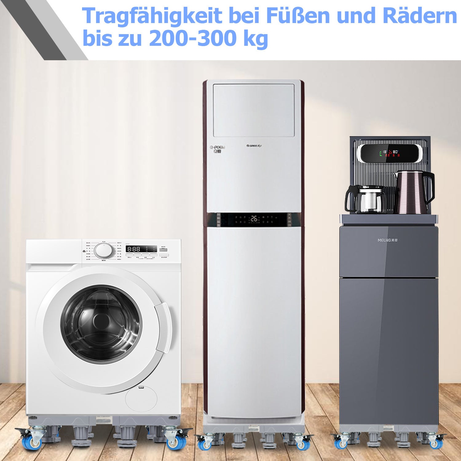 SWANEW Waschmaschinen Untergestell, 41-65cm 8 Füße und 4 Räder, Verstellbare Waschmaschine Sockel, Podeste & Rahmen für Gefrierschrank