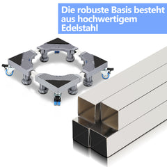 SWANEW Waschmaschinen Untergestell, 41-65cm 8 Füße und 4 Räder, Verstellbare Waschmaschine Sockel, Podeste & Rahmen für Gefrierschrank