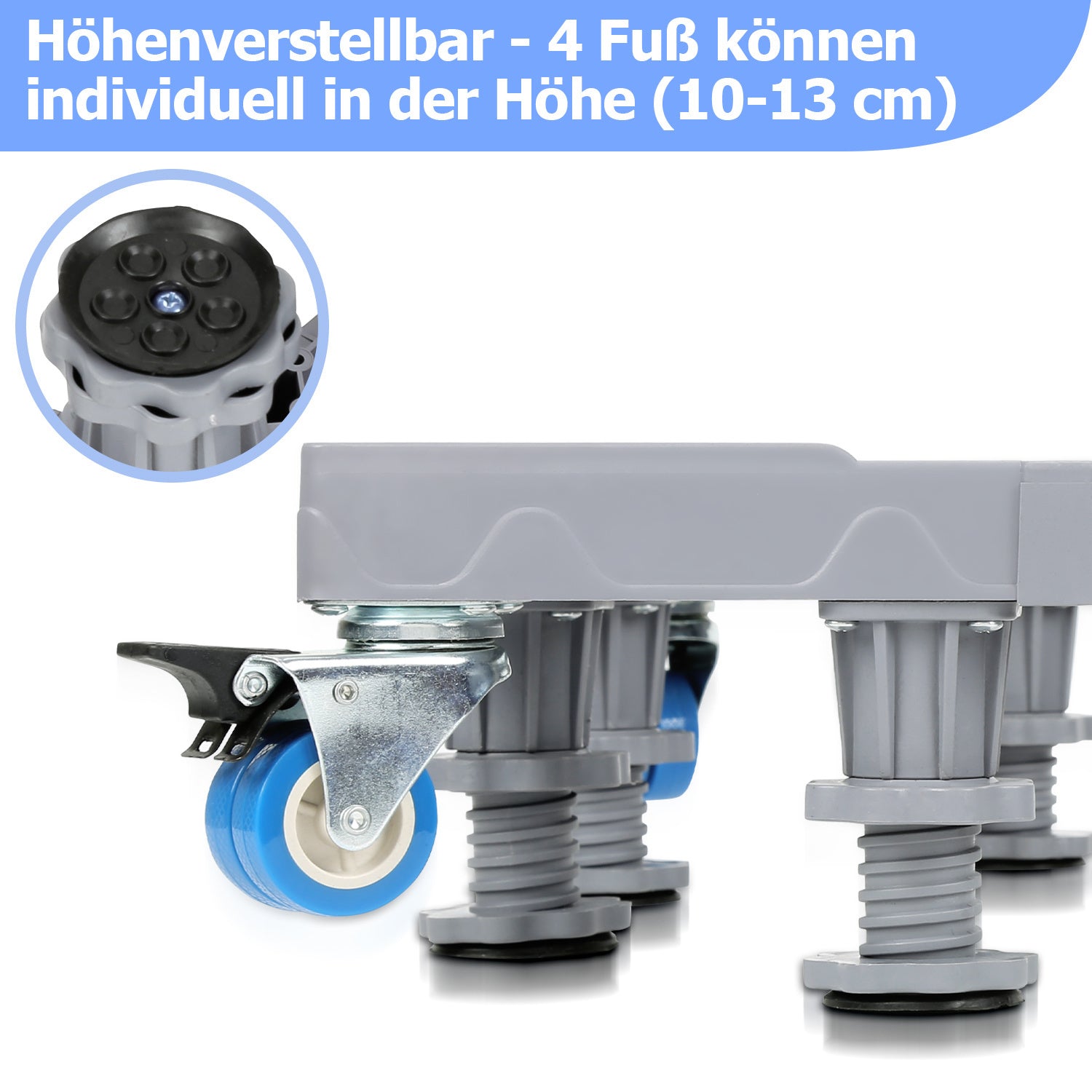 SWANEW Waschmaschinen Untergestell, 41-65cm 8 Füße und 4 Räder, Verstellbare Waschmaschine Sockel, Podeste & Rahmen für Gefrierschrank