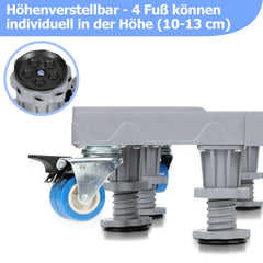 SWANEW Waschmaschinen Untergestell, 41-65cm 8 Füße und 4 Räder, Verstellbare Waschmaschine Sockel, Podeste & Rahmen für Gefrierschrank