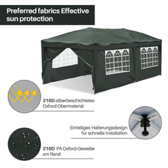 SWANEW Faltpavillon, 3x6m Pop Up Pavillon, Gazebo mit Zentralverriegelung, Höhenverstellbarer Partyzelt