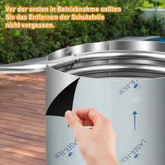 SWANEW Brennholz Poolheizung, Schwimmbadheizung mit Feuer, 100% rostfreier Edelstahl Poolheizung Feuertonne, 32-38mm Anschlüsse, mit Feuerfeste Matte und Tablett