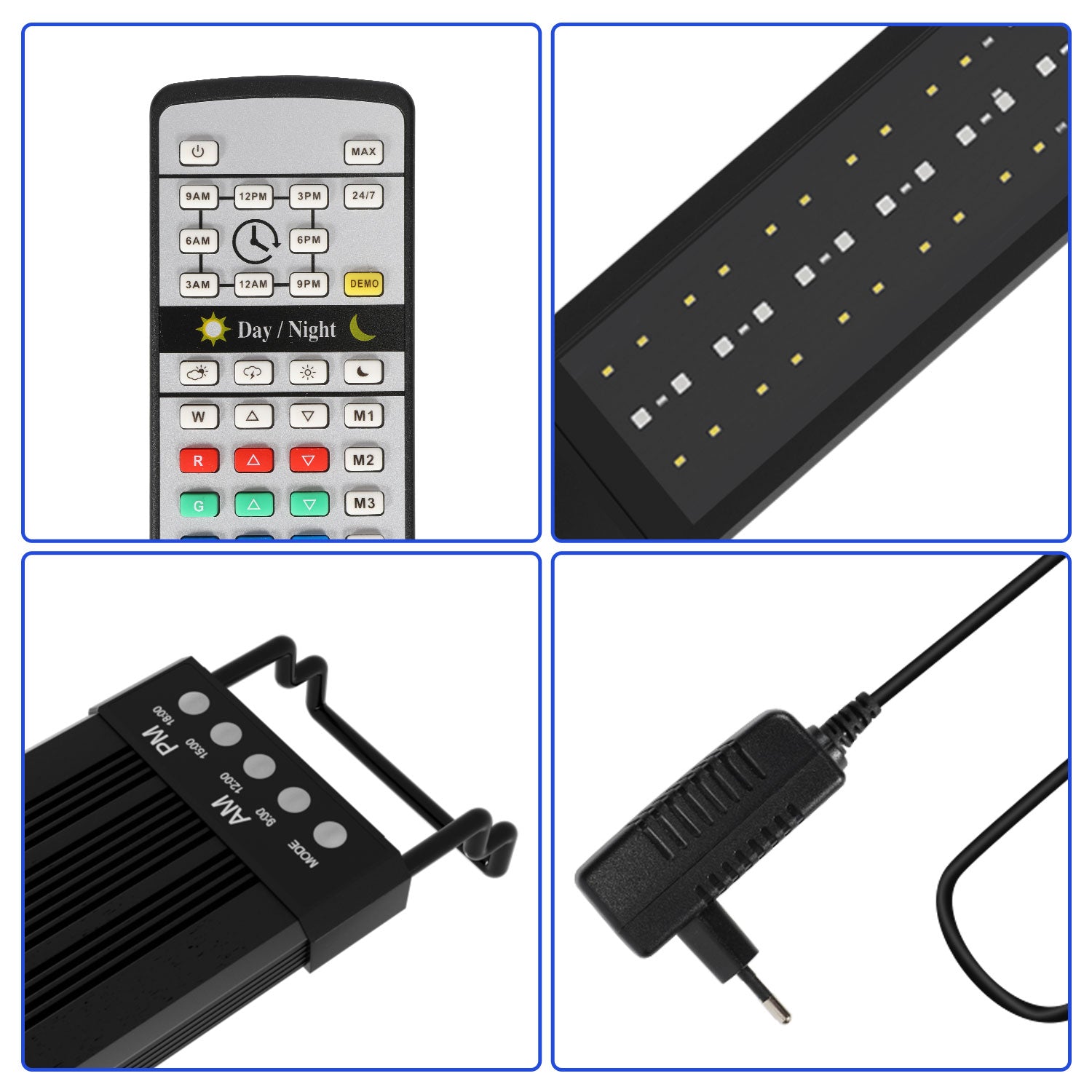 SWANEW LED Aquarium Beleuchtung 18W/30W/45W, Aquarienbeleuchtung 24/7 Modus, wasserdicht, 55-150cm, Aufsetzleuchte Vollspektrum Licht