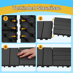 SWANEW PP Terrassenfliesen, Kunststoff-Pflastersteine, Kunststoffboden