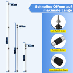 SWANEW 4x/8x Zeltstange, Teleskopstange, Zeltstangenspanner, Aluminium Leichte Teleskopstangen, Verstellbares von 87.5cm bis 234.5cm