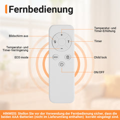 SWANEW Infrarotheizung, 450W Elektroheizung, Standgerät, Wandmontage