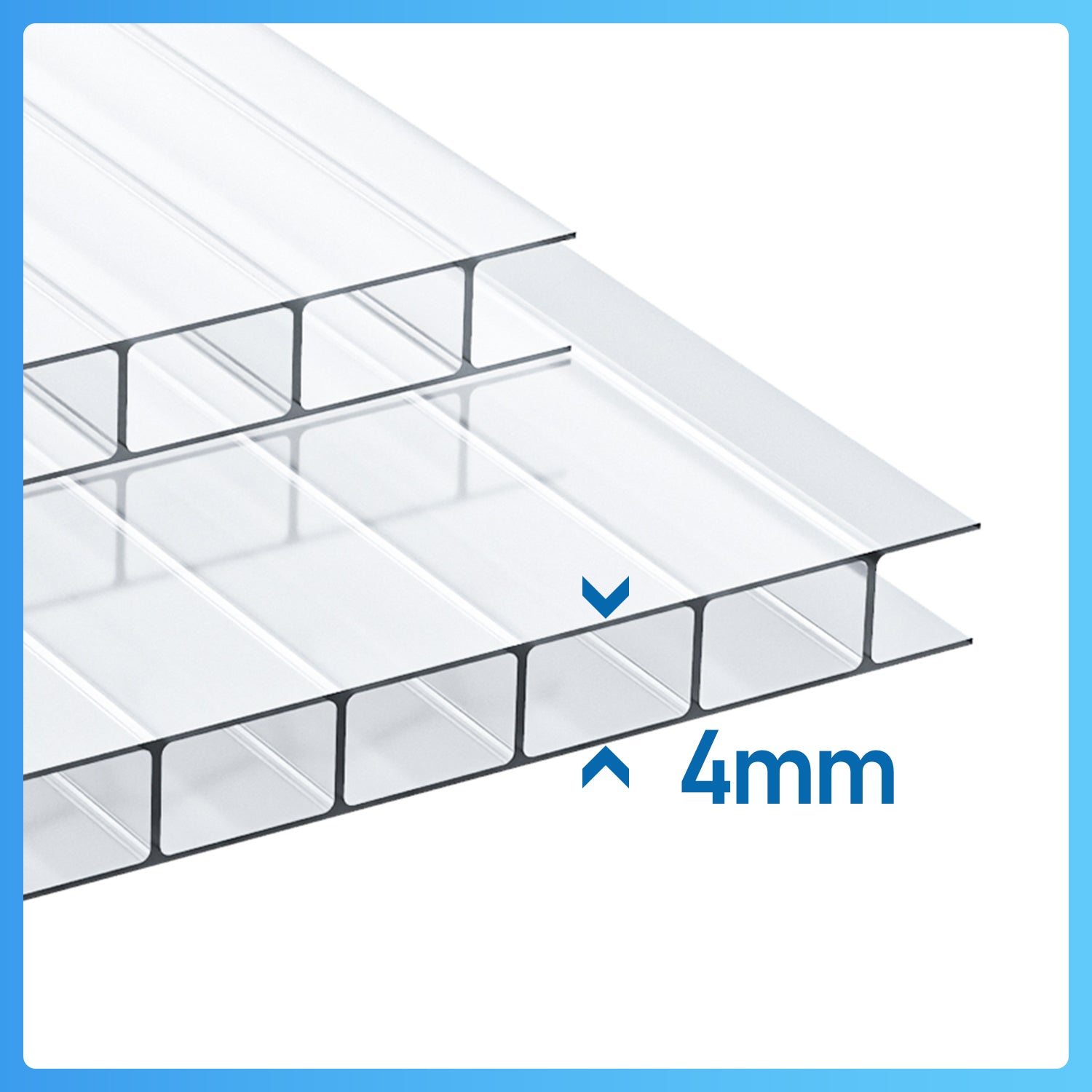 4mm Polycarbonat Hohlkammerstegplatte 10,25 m² Transparent