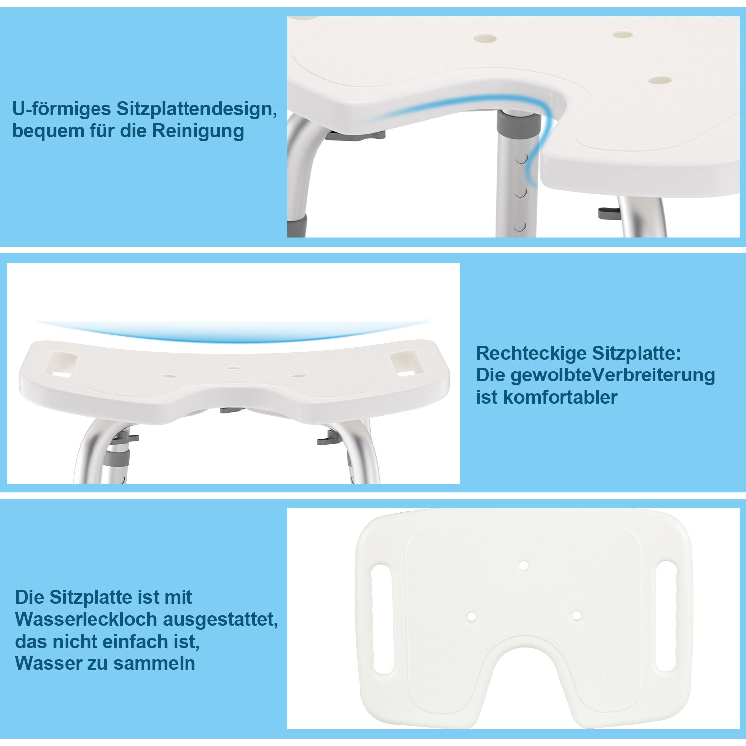 Duschhocker Duschstuhl Höhenverstellbar 41-56 cm