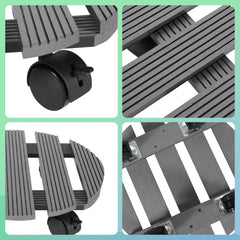 SWANEW WPC Pflanzenroller, Blumenroller mit Rollen, Kübelroller für Pflanzen, Blumentopf, Eckig 30 x 30 cm|Rund Ø 30 x 7,5 cm