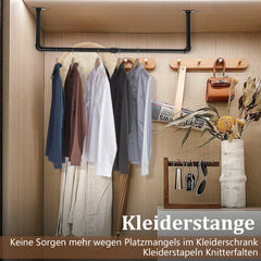 SWANEW Wandgarderobe Kleiderstange Wandmontage mit Haken, 92 x 25 cm 65kg Belastbar