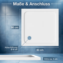 SWANEW Duschwanne, aus Acryl, 4 cm flach