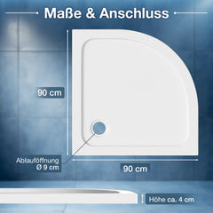 SWANEW Duschwanne, aus Acryl, 4 cm flach