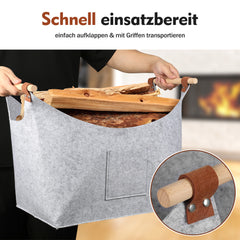 SWANEW Filzkorb, Brennholzkorb, Brennholztasche, Kaminholzkorb