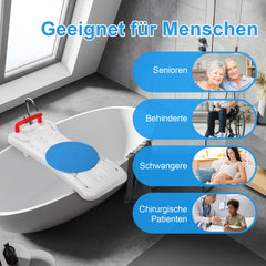 SWANEW Badewannenbrett mit Griff und Seifenablage 69x28cm Einstellbar 41-62cm, Badewannensitz Erwachsene Senioren, Sitzbrett fĂŒr Badewanne Duschbrett max 150KG Badebrett