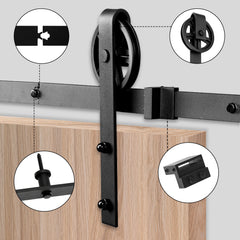 SWANEW Schiebetürbeschlag, Schiebetürsystem Set, Schiebetüren Tragfähigkeit 150kg, Schiebetür Schiene für Einzelne Holztür|Big Wheel