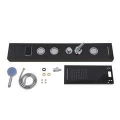 SWANEW LED Duschpaneel, Regendusche Duschsystem, 5-in-1, mit Temperaturanzeige, Edelstahl Duschsäule