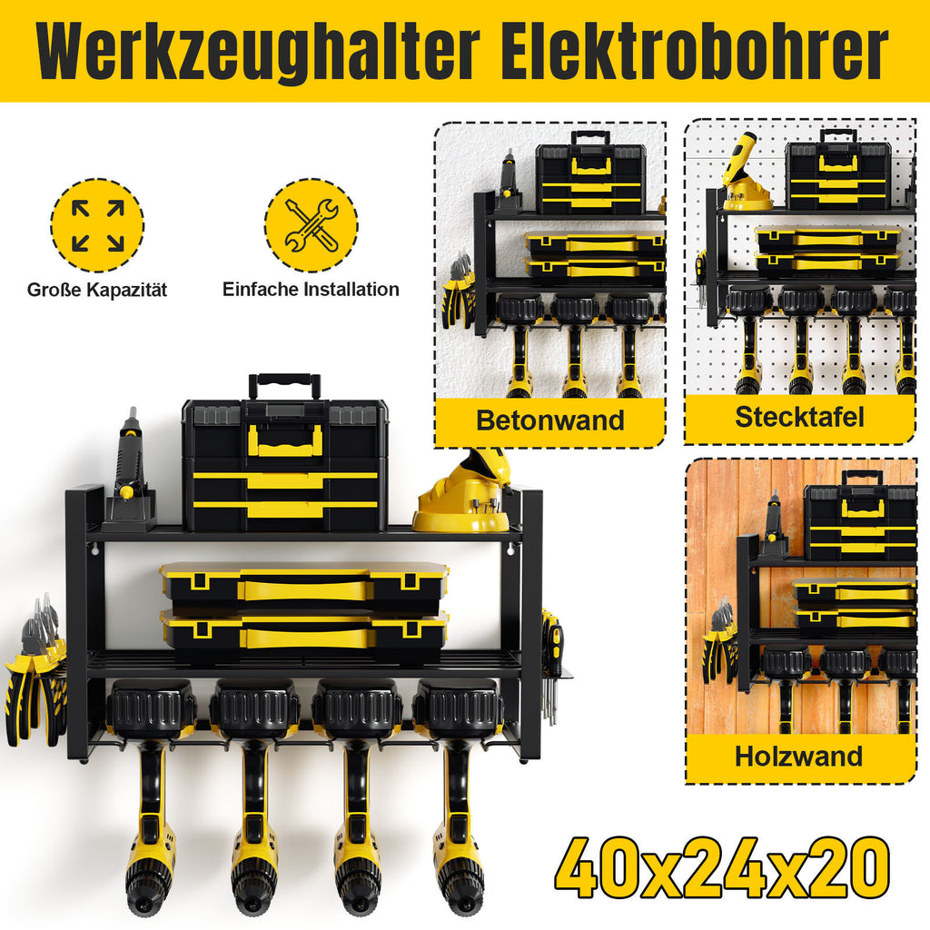 SWANEW Werkzeug Wandhalterung, Werkzeughalter, Elektrowerkzeug Organizer, Werkzeugregal