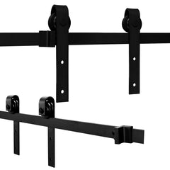 SWANEW Schiebetürbeschlag Schiebetürsystem Zubehörteil HolzSchiebetür Set mit Laufrollen und Schiene für schiebetür Zubehör Kohlenstoffstahl