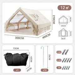 SWANEW Aufblasbares Zelt, Campingzelt, Familienzelt mit Fenster und Tür, 6.3㎡/12㎡