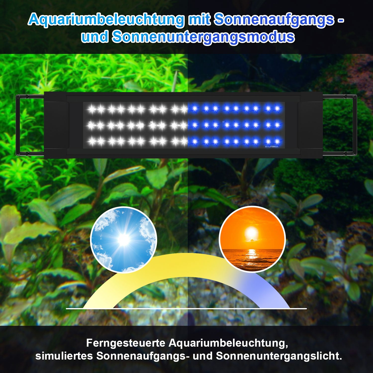 SWANEW LED Aquarium Beleuchtung 18W/30W/45W, Aquarienbeleuchtung 24/7 Modus, wasserdicht, 55-150cm, Aufsetzleuchte Vollspektrum Licht
