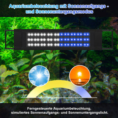 SWANEW LED Aquarium Beleuchtung 18W/30W/45W, Aquarienbeleuchtung 24/7 Modus, wasserdicht, 55-150cm, Aufsetzleuchte Vollspektrum Licht