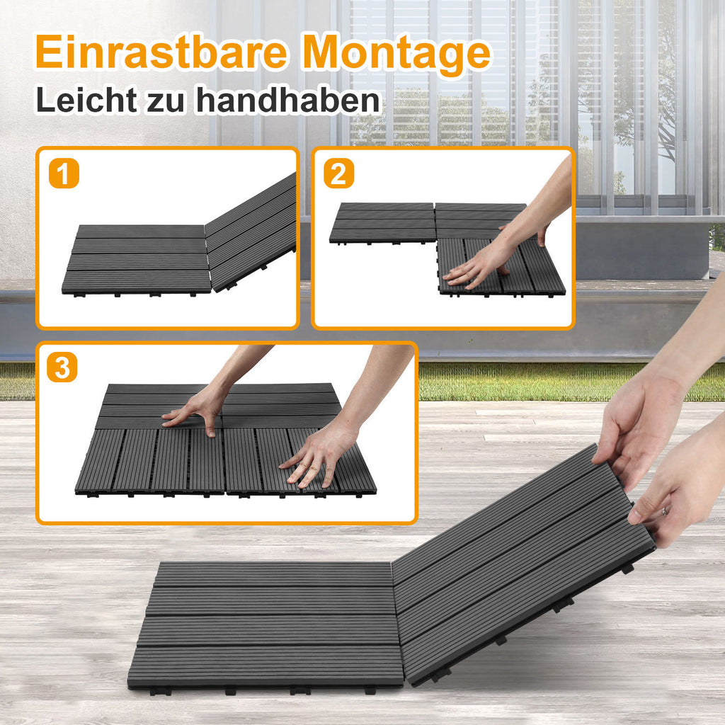 SWANEW WPC Terrassenfliesen, 30x30CM, Gartenfliesen