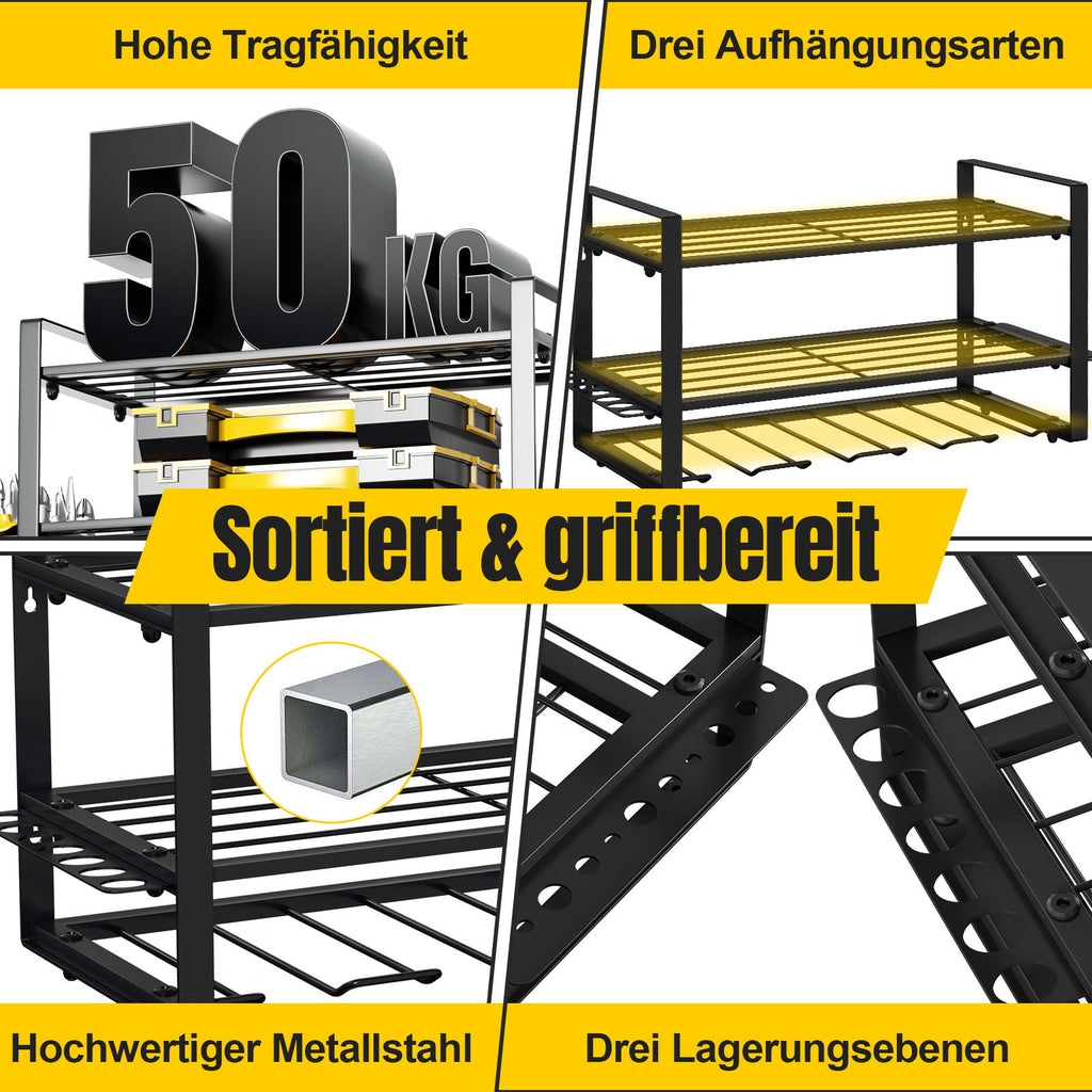 SWANEW Werkzeug Wandhalterung, Werkzeughalter, Elektrowerkzeug Organizer, Werkzeugregal