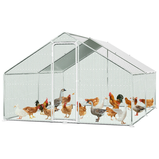 SWANEW Hühnerstall Freilaufgehege, 3x4x2m, Hühnerhaus, Verzinkter Stahl Kleintierstall