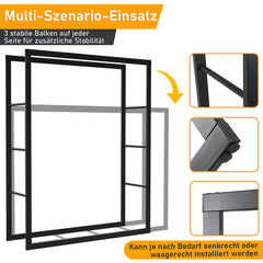 SWANEW Kaminholzregal, Brennholzregal, Holzstapelhilfe, Feuerholzregal aus Metall