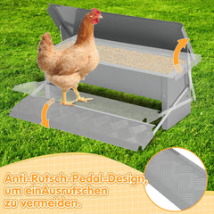 SWANEW Futterautomat hühner, Huhn Gänse Futterspender, 5 kg, mit Handschuhen und Löffel