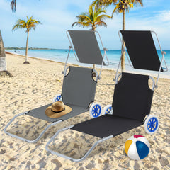 SWANEW Sonnenliege Alu mit 2 Rädern klappbar Strandliege Gartenliege