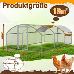 SWANEW Hühnerstall, 3x6x2m Kuppel Dach Hühnerhaus Freilaufgehege, Tiergehege