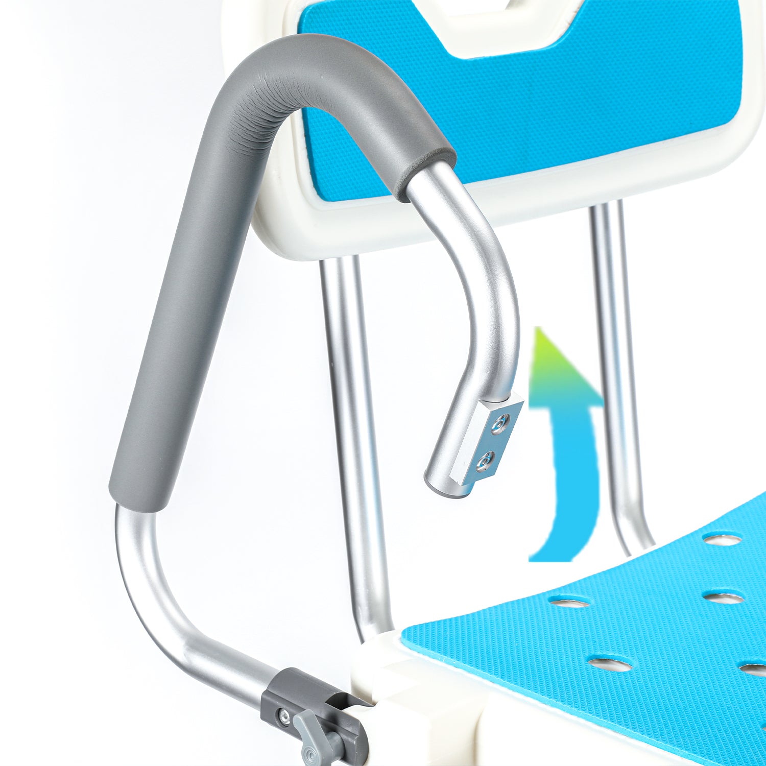 Duschstuhl mit abnehmbaren Armen und Rückenlehne