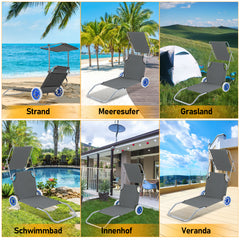 SWANEW Sonnenliege Alu mit 2 Rädern klappbar Strandliege Gartenliege